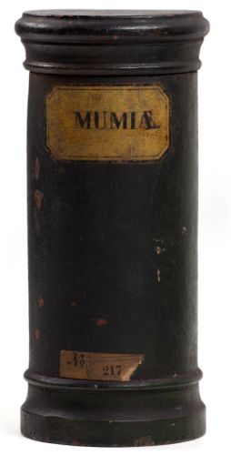 Bezoar Stones and Mummy Powder: The Strange History of Medicines That Didn’t Work 10 Wooden apothecary vessel with inscription "MUMIÆ"