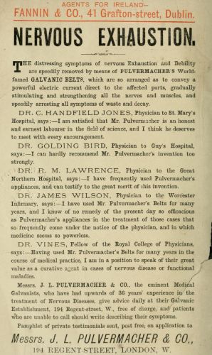 Shockingly Incurable: Victorian Electrotherapy and Useless Medical Devices 13 1886 advertisement in the Irish Journal of Medical Science