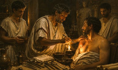 Illustration of ancient cancer treatment