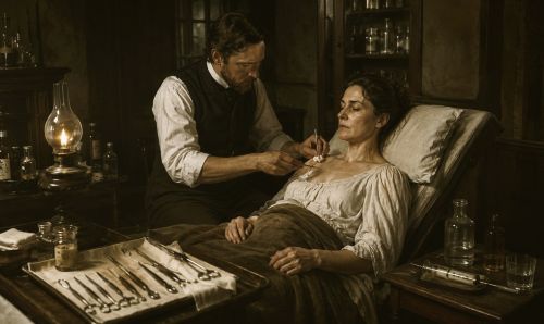 Illustration of a cancer patient in the Victorian era
