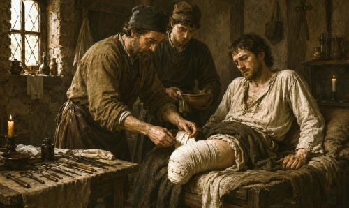 Illustration of medieval amputation