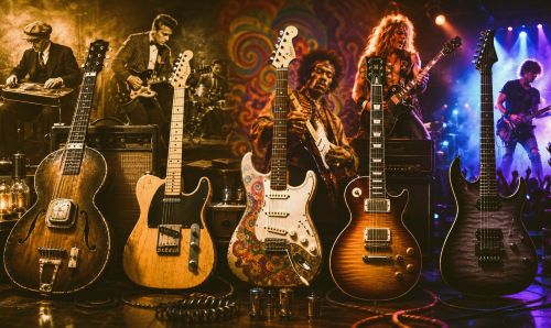 Illustration of electric guitar history