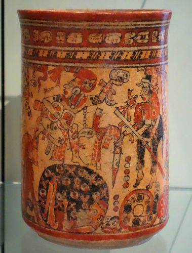Vessel depicting the action of aggressive wayob and sacrificers