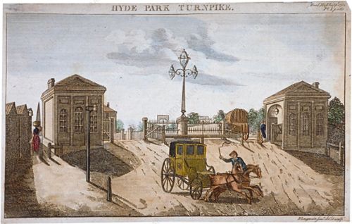 The Hyde Park Gate in London, erected by the Kensington Turnpike Trust