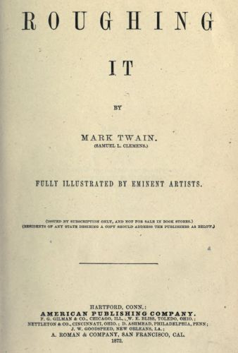Roughing It title page from first edition