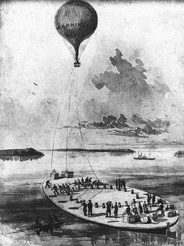 Flying High: How Hot Air Balloons Made the Sky Human 9 The Union Army balloon Washington tethered to the barge George Washington Parke Custis
