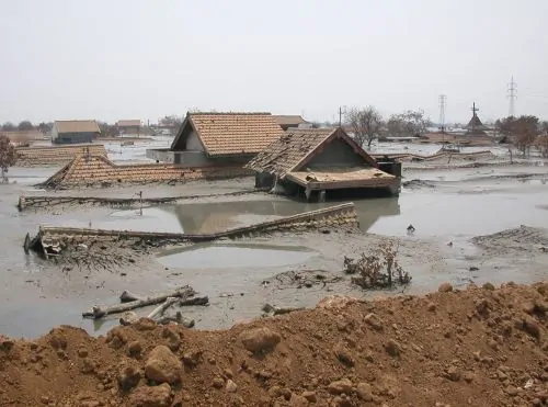 Homes submerged by the Sidoarjo mudflow