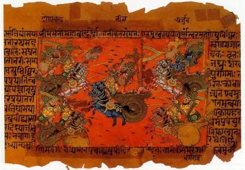 Manuscript illustration of the Battle of Kurukshetra