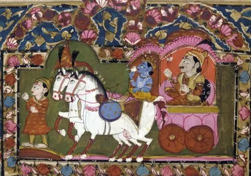 Krishna and Arjuna at Kurukshetra, 18th–19th-century painting