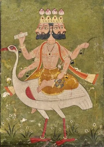 Painting depicting Brahma on a Hamsa, c. 1700 CE