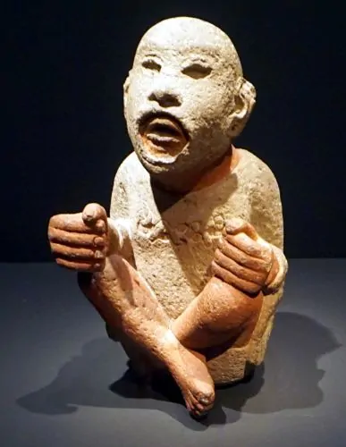 Teixiptla of Aztec deity Xipe Totec, shown wearing the flayed skin of a sacrificial victim