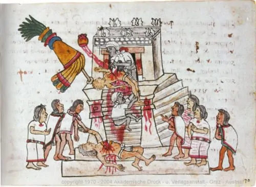 Sacrifice of a war captive (Image based on the Codex Magliabechiano)