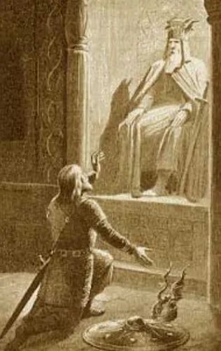 Eric the Victorious praying to Odin before the Battle of the Fýrisvellir, c 985, by Jenny Nyström