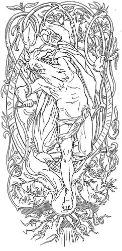 Odin sacrificing himself upon Yggdrasil as depicted by Lorenz Frølich, 1895