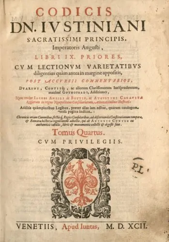 The Justinian Code (Codex) in a 1592 edition