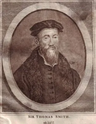 A c. 19th-century line engraving of Sir Thomas Smith