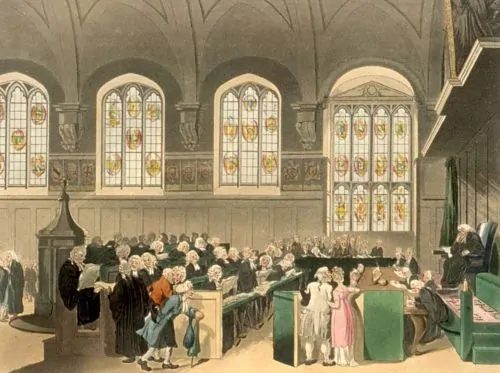 The Court of Chancery in the early 19th century, sitting in Lincoln's Inn Old Hall