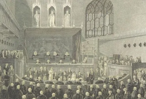 The Court of King's Bench at work in Westminster Hall in the early 19th century