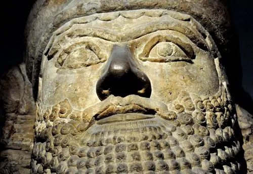 Head of a lamassu from the palace of Esarhaddon in Nimrud, c. 670 BCE