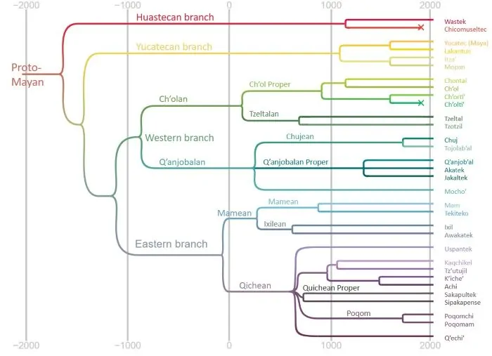 A genealogy tree for the Mayan languages