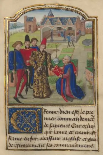 The King Who Needed to Know: Louis XI and the Making of a Medieval Information State 6 Charles the Bold accepting a book from Georges Chastellain, miniature in L'instruction d'un jeune Prince