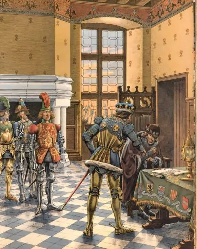 The King Who Needed to Know: Louis XI and the Making of a Medieval Information State 13 Illustration of the signing of the Treaty of Pรฉronne between Louis XI and Charles the Bold