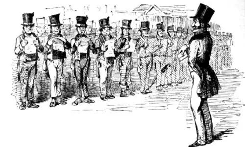 Sir James Graham holds a review of the London Postmen, 1844 Punch cartoon