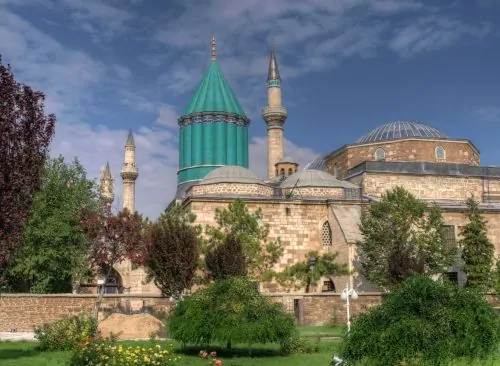 The Mevlana Museum (1274) is the last resting place of the Sufi mystic and poet Rumi in Konya, the capital of the Anatolian Seljuk Sultanate