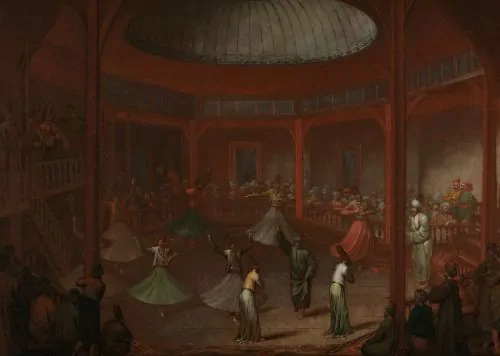 Mevlevi dervishes whirling in Pera by Jean-Baptiste van Mour