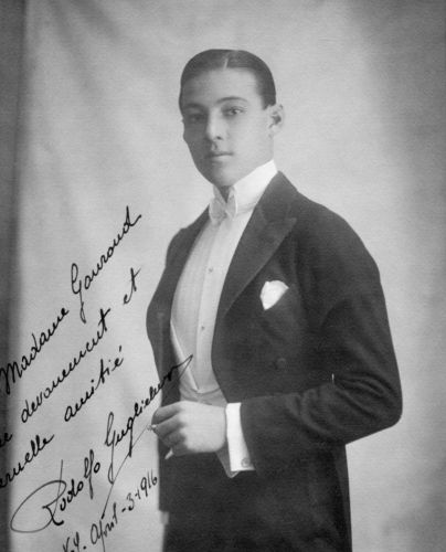 Valentino in a portrait inscribed to socialite Aimée Crocker Gouraud, 1916