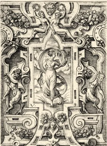 Febris (goddes of fevers), print by Virgil Solis, from his Twelve mythological women series