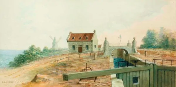 View of Lachine Canal in 1826, a year after it opened