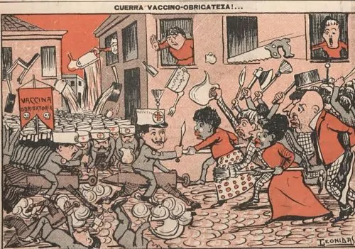 "Vaccine-Obligation War". The Vaccine Revolt in a satire published in the magazine O Malho on 29 October 1904