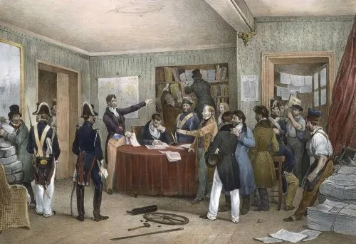 A government raid on the offices of Le National during the July Revolution, July 27, 1830