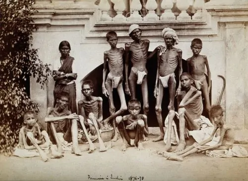Famine stricken people during the famine of 1876–78 in Bangalore