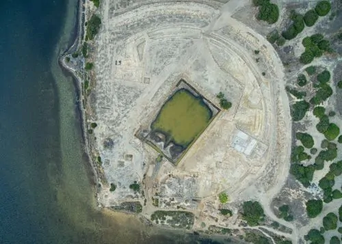 Kothon and Temenos at Motya aerial view