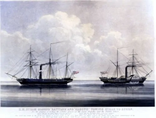 Rattler (left) and Alecto (right) in their 1845 competition