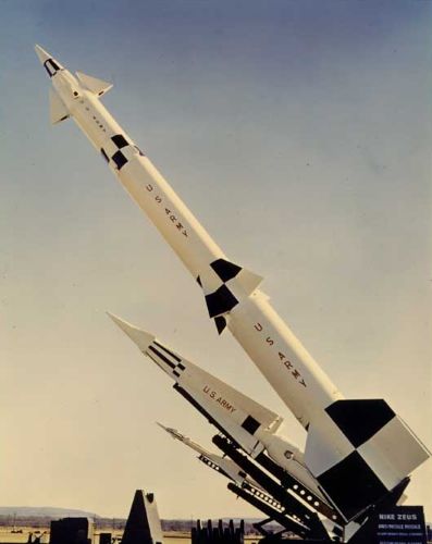 The Nike missile family, with the Zeus B in front of the Hercules and Ajax