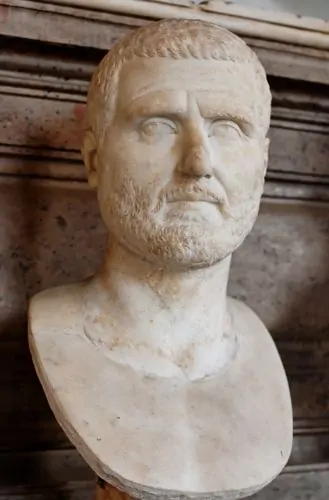 Early 3rd-century portrait head on a modern bust, labeled as Gordian I