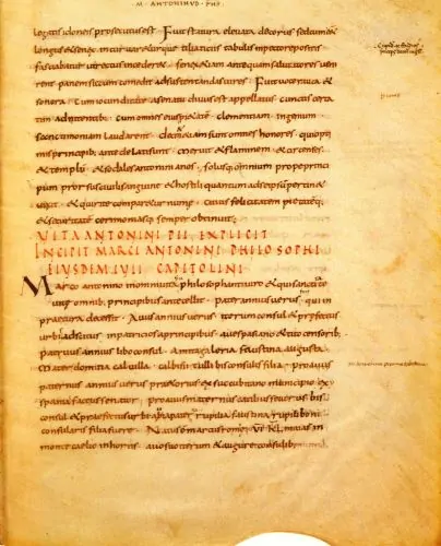 Page from an early-9th-century manuscript of the Historia Augusta