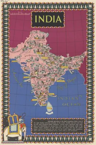 A map of colonial India, distributed by the British Information Services