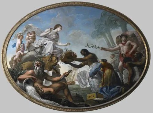 The East Offering its Riches to Britannia by Spiridione Roma, 1778