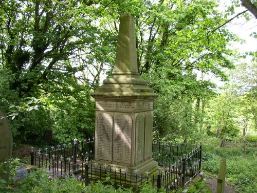 The The Hartley Colliery obelisk memorial in Earsdon churchyard