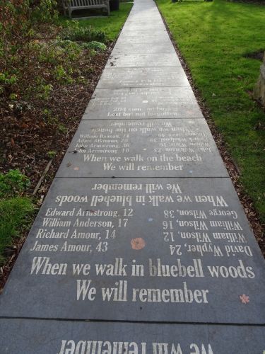 We will remember: path in the Hester Pit Memorial Garden