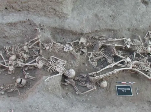 Skeletons in a mass grave from 1720 to 1721 in Martigues, near Marseille in southern France