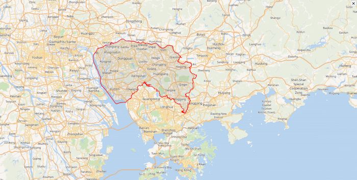 Map of Dongguan
