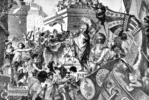 The triumphal return of Alcibiades to Athens in 407 BCE