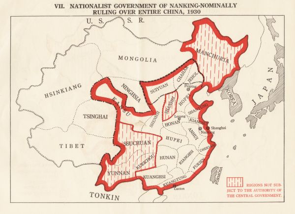 Nationalist government of Nanjing, which nominally ruled over all of China in 1930s