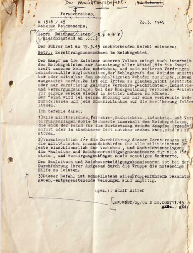 Hitler’s Nero Decree: Denying Germany a Future beyond the Reich 2 "Decree Concerning Demolitions in the Reich Territory", issued by Adolf Hitler on 19 March 1945