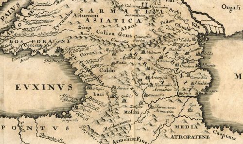 Map of Colchis and Iberia by Christoph Cellarius printed in Leipzig in 1706